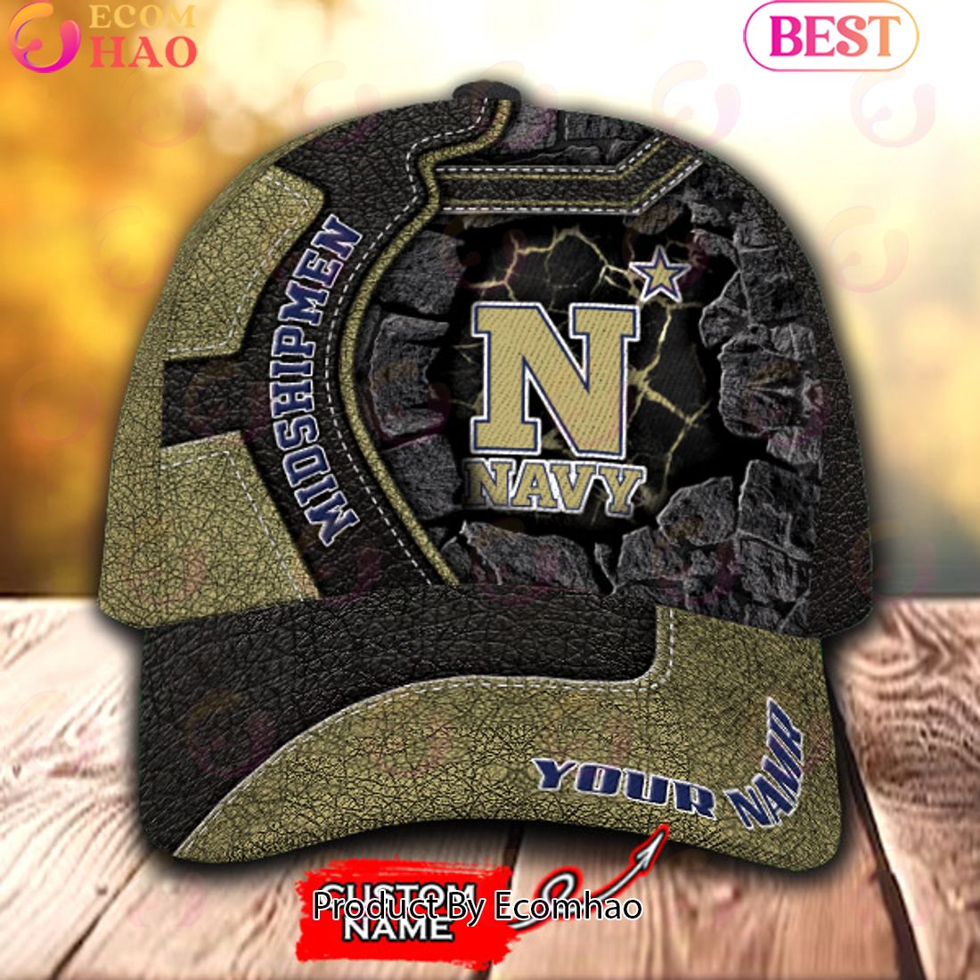 NCAA Navy Midshipmen Broken Wall Cap Custom Name