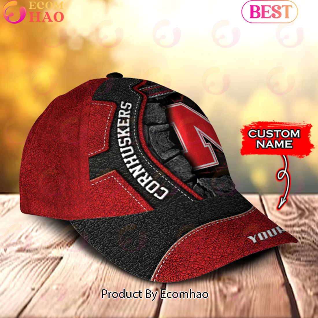 NCAA Nebraska Cornhuskers Broken Wall Cap Custom Name