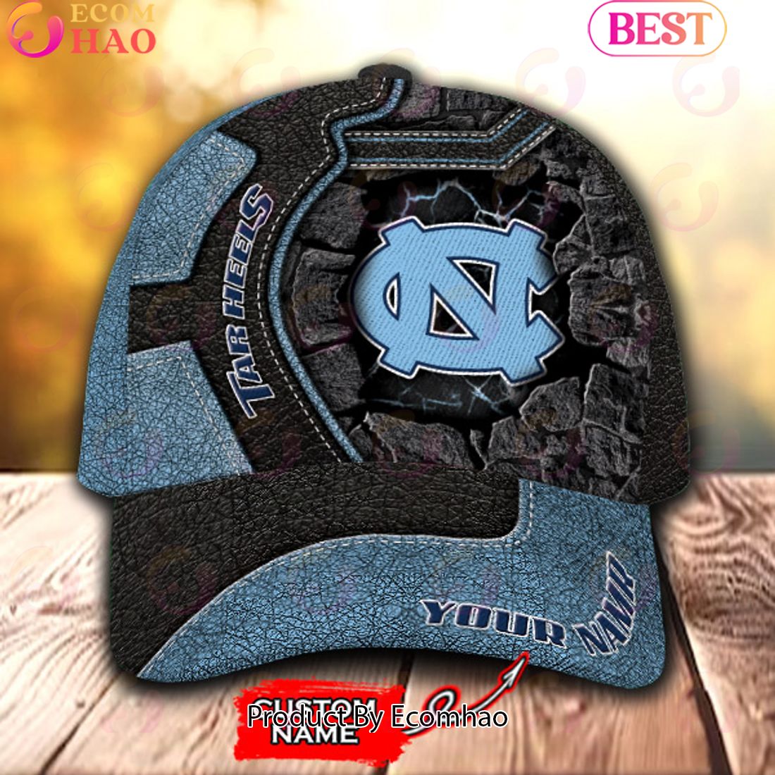 NCAA North Carolina Tar Heels Broken Wall Cap Custom Name