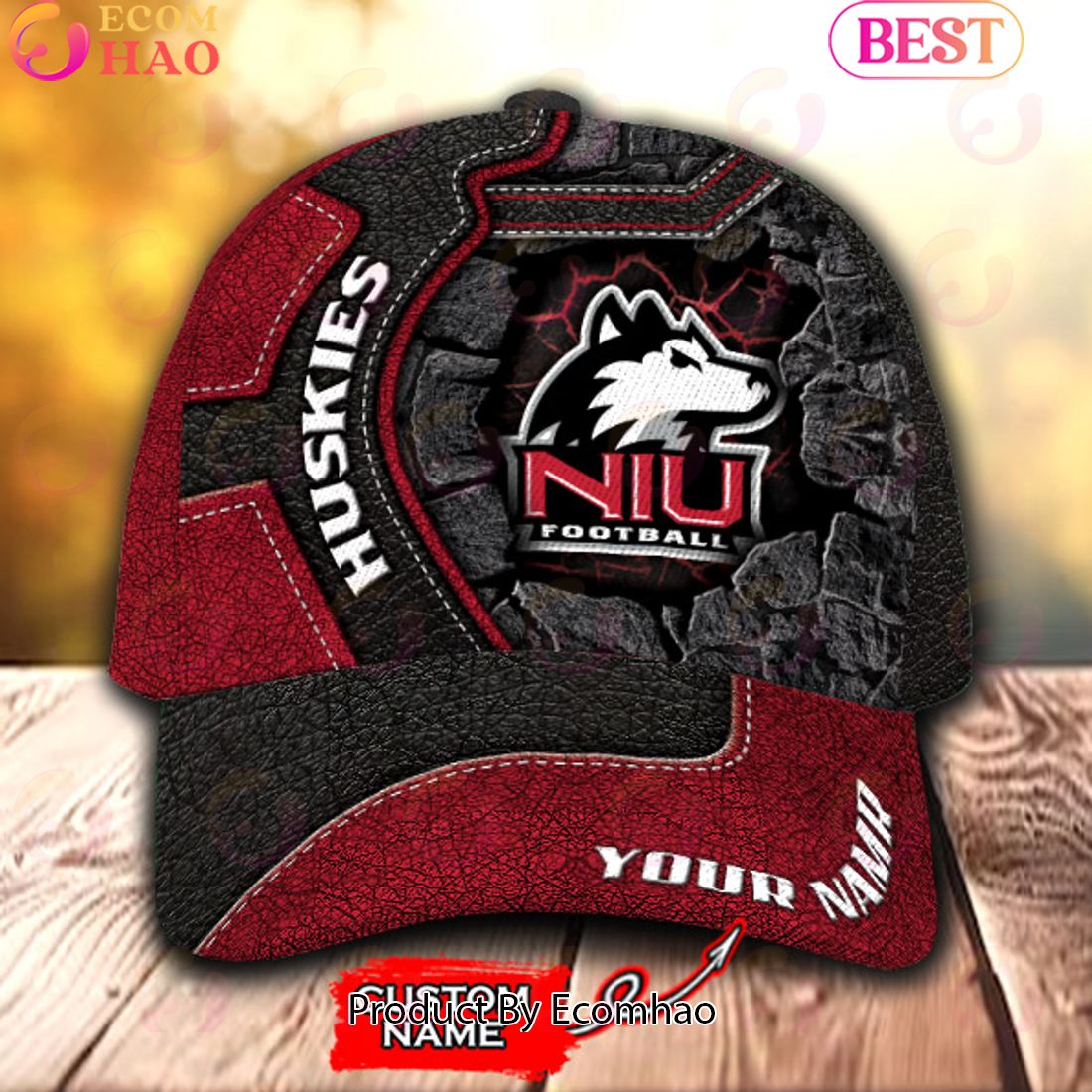 NCAA Northern Illinois Huskies Broken Wall Cap Custom Name