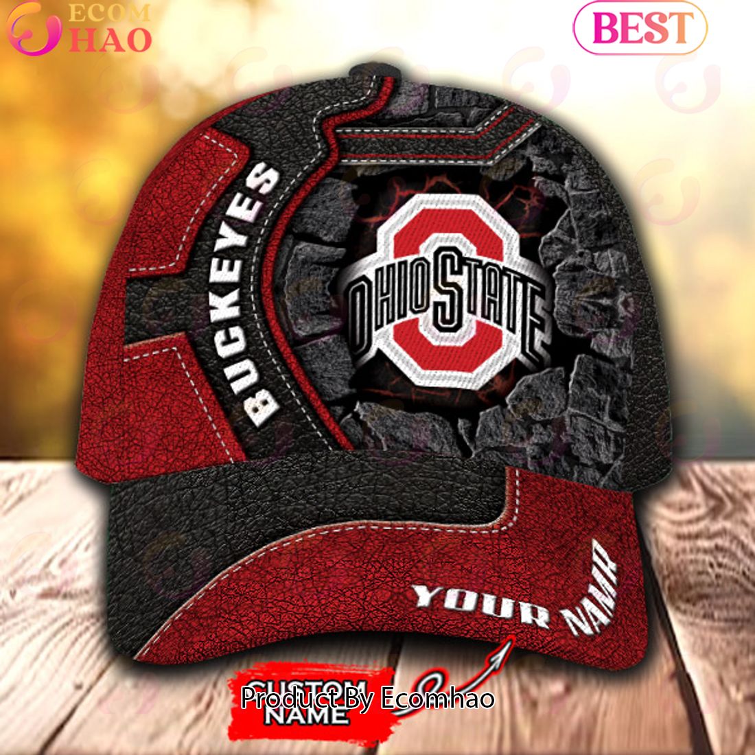 NCAA Ohio State Buckeyes Broken Wall Cap Custom Name