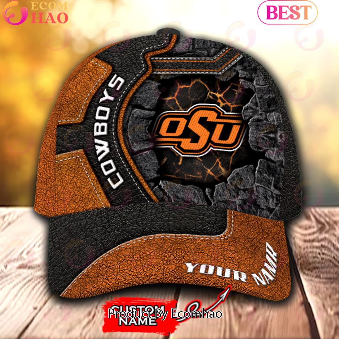 NCAA Oklahoma State Cowboys Broken Wall Cap Custom Name