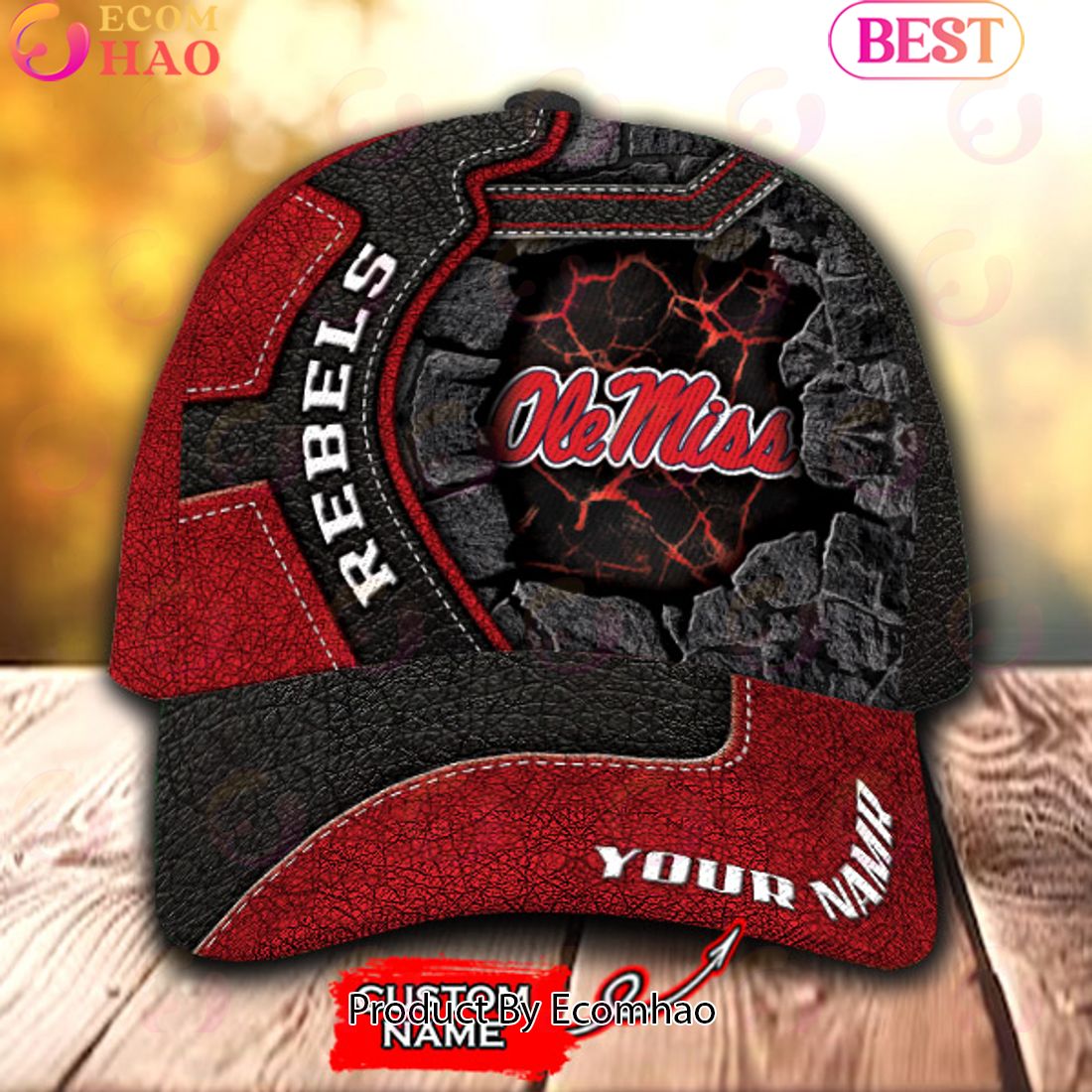 NCAA Ole Miss Rebels Broken Wall Cap Custom Name