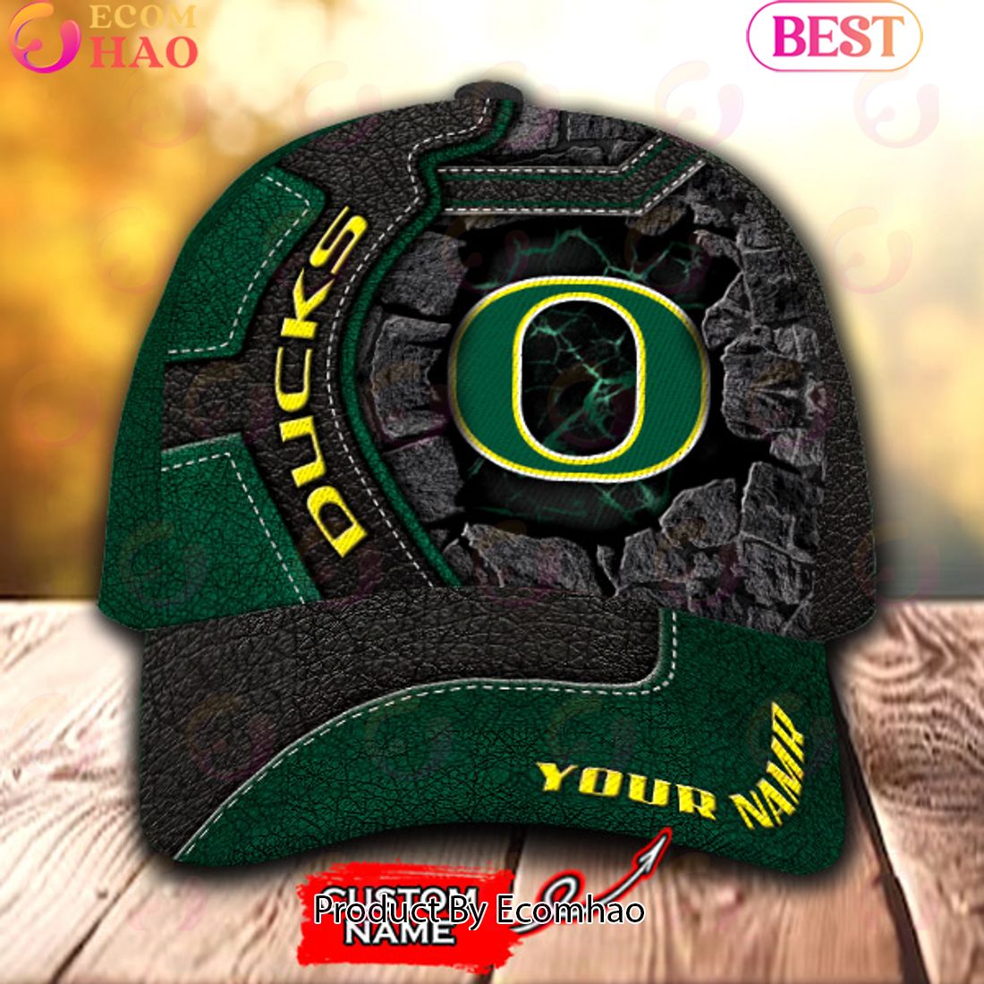 NCAA Oregon Ducks Broken Wall Cap Custom Name