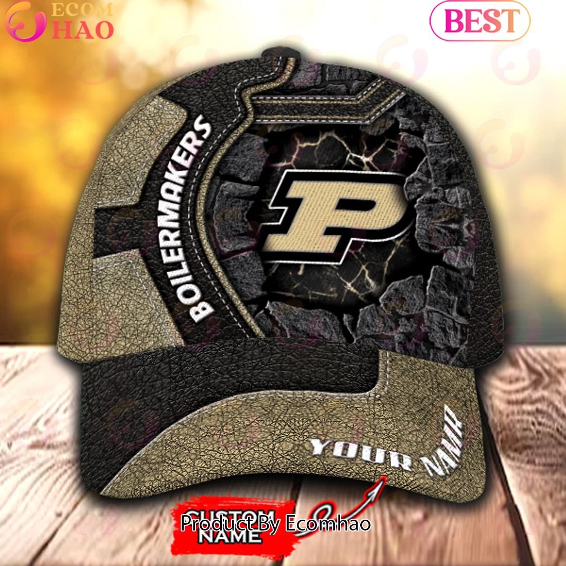 NCAA Purdue Boilermakers Broken Wall Cap Custom Name