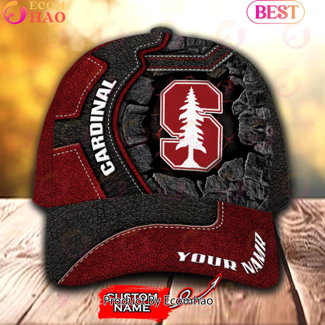 NCAA Stanford Cardinal Broken Wall Cap Custom Name