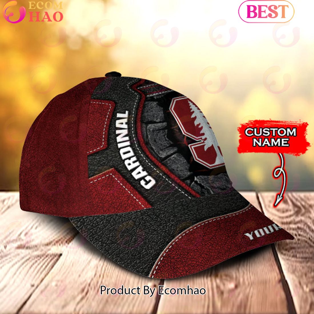 NCAA Stanford Cardinal Broken Wall Cap Custom Name