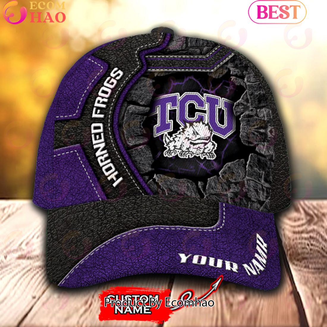 NCAA TCU Horned Frogs Broken Wall Cap Custom Name