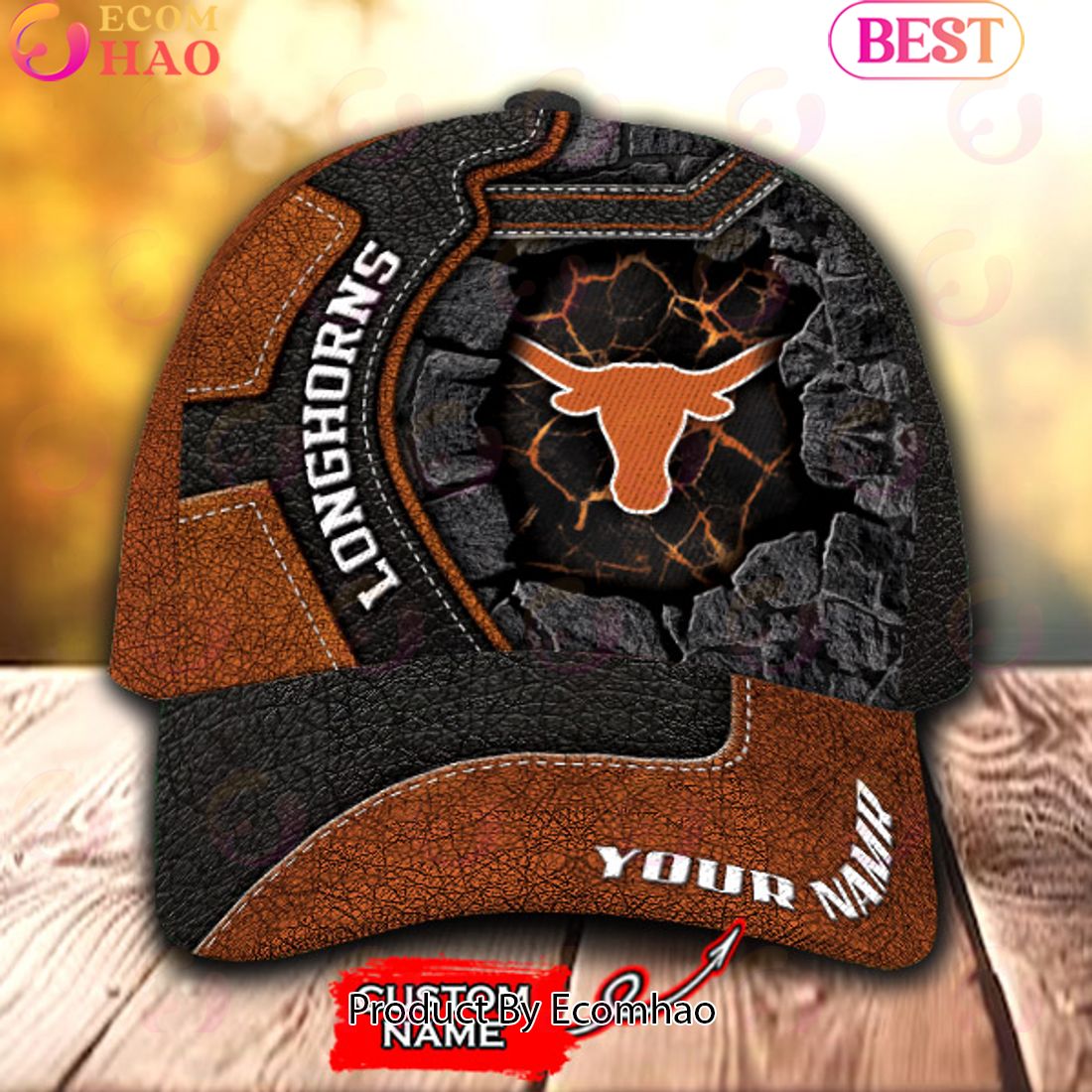 NCAA Texas Longhorns Broken Wall Cap Custom Name