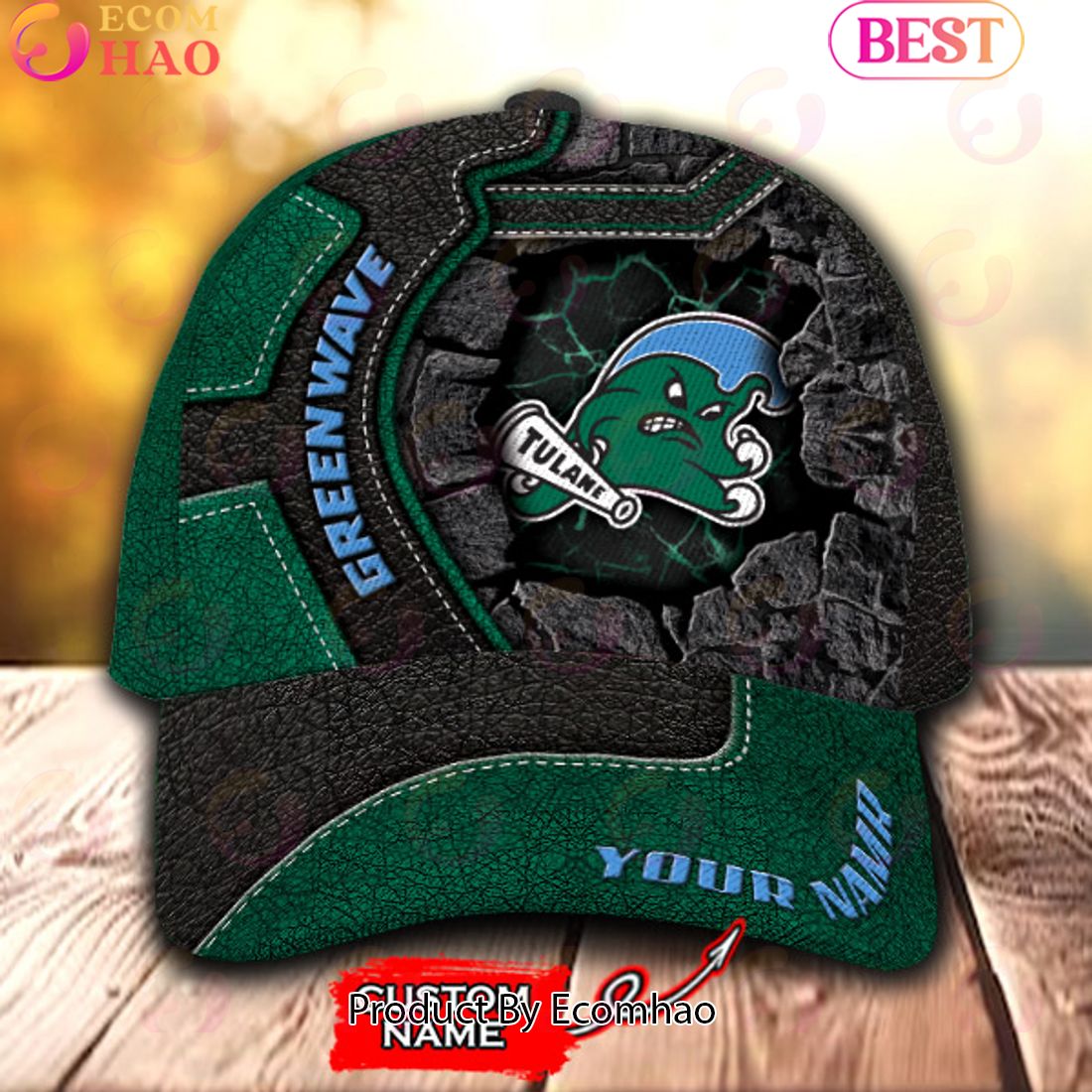 NCAA Tulane Green Wave Broken Wall Cap Custom Name