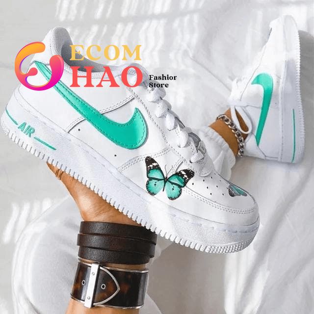 Custom Air Force 1 Butterfly Mint Swoosh