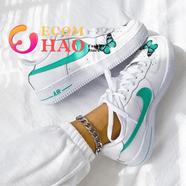 Custom Air Force 1 Butterfly Mint Swoosh