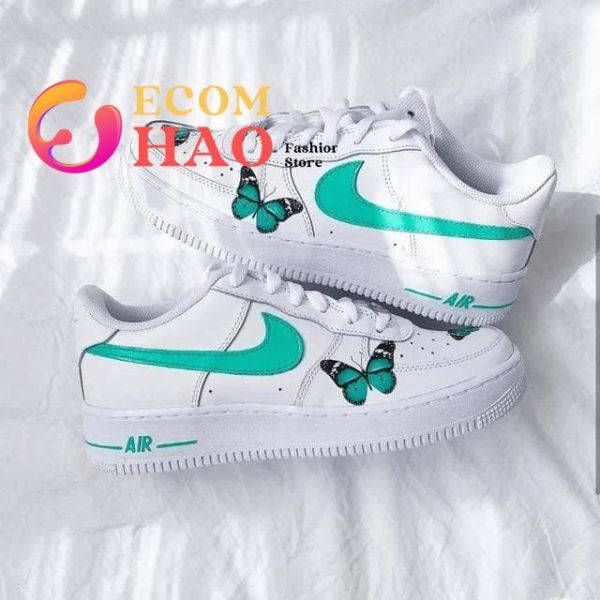 Custom Air Force 1 Butterfly Mint Swoosh
