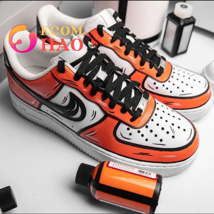 Custom Air Force 1 Cartoon Drip Orange