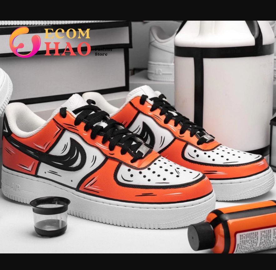 Custom Air Force 1 Cartoon Drip Orange