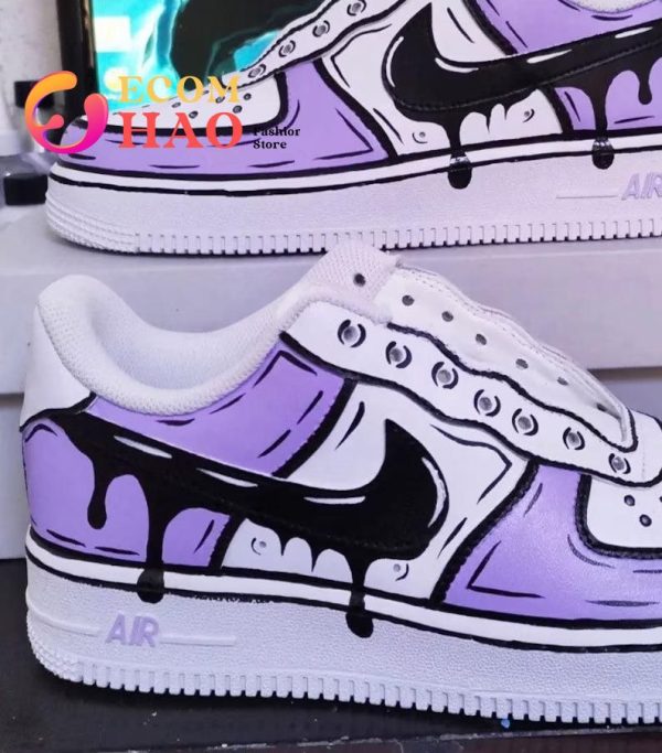 Custom Air Force 1 Cartoon Drip Purple