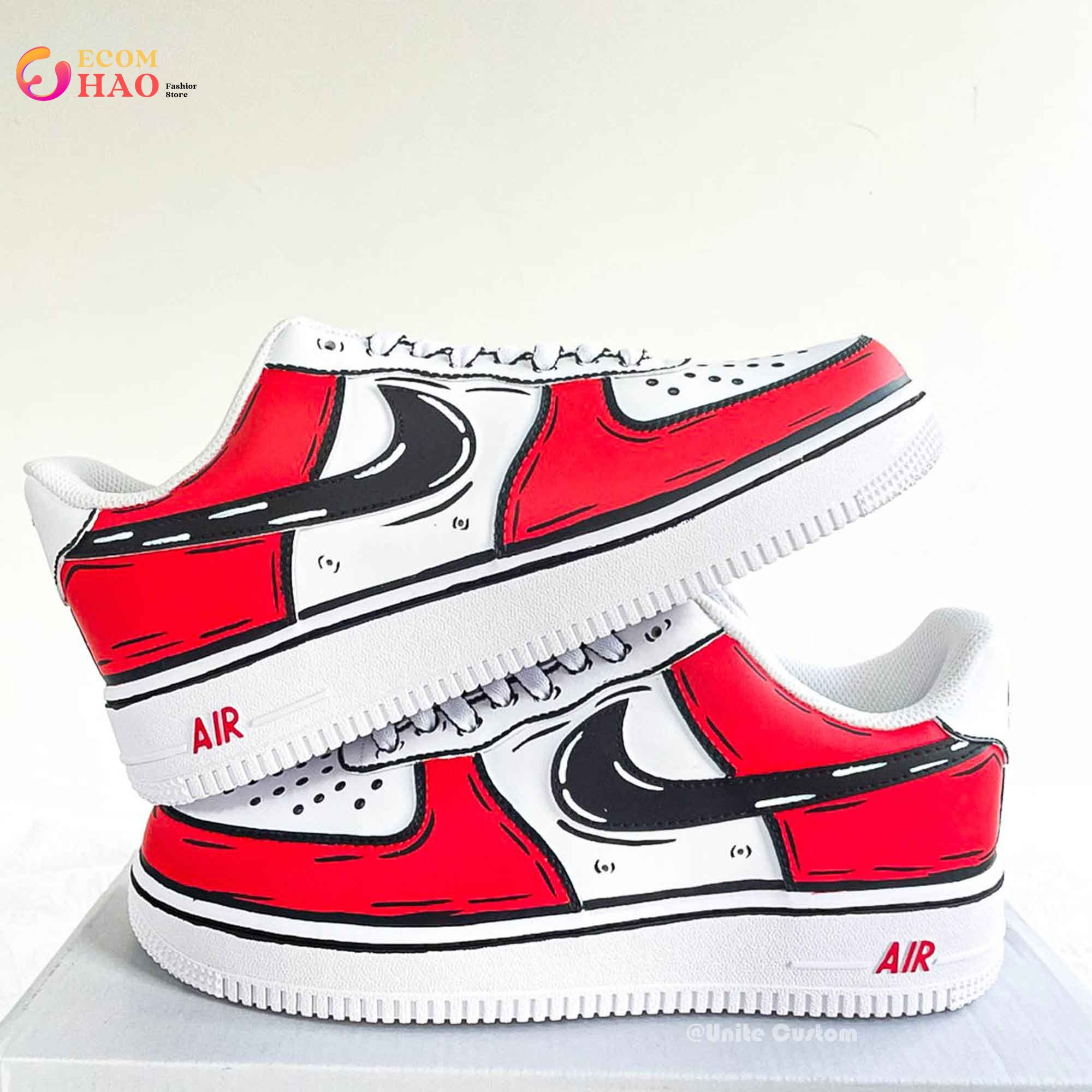 Custom Air Force 1 Cartoon Drip Red