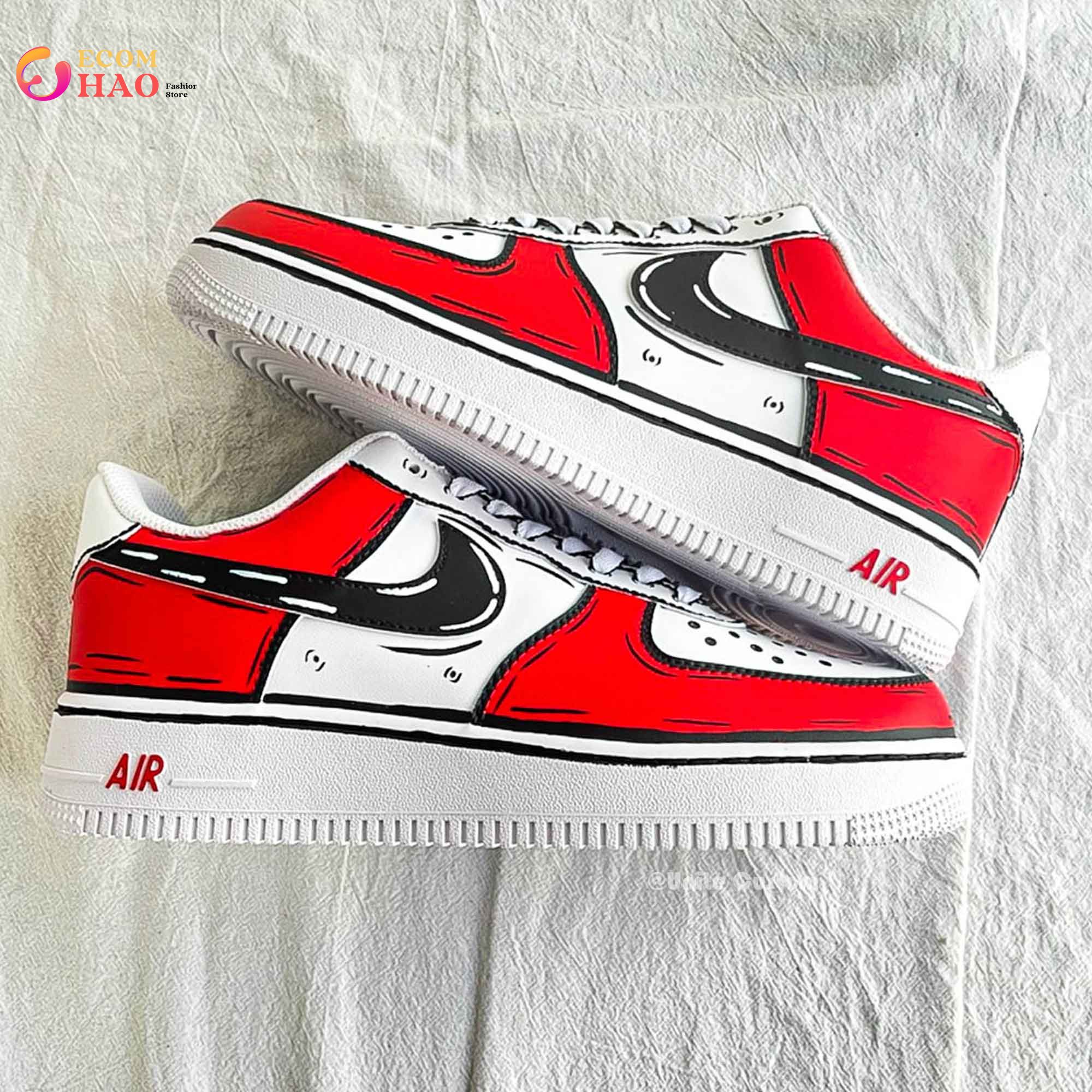 Custom Air Force 1 Cartoon Drip Red