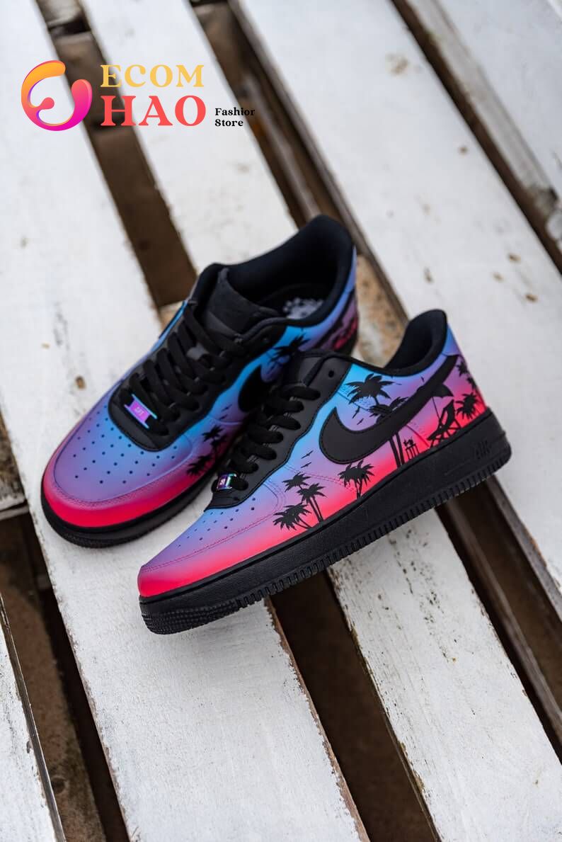 Custom Air Force 1 Cartoon Drip Red