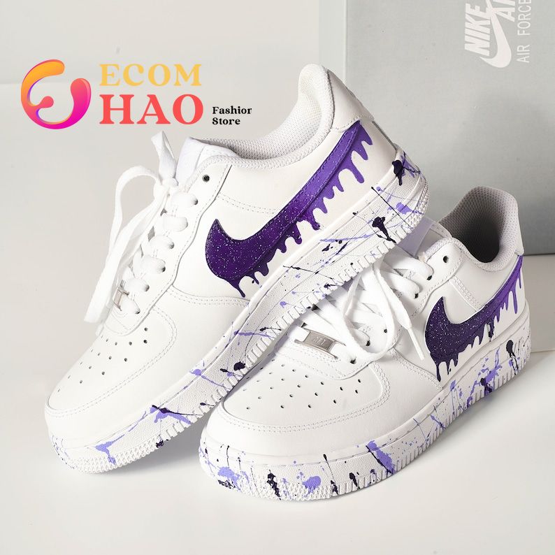 HandPainted Purple Drip CustomPersonalized Air Force 1