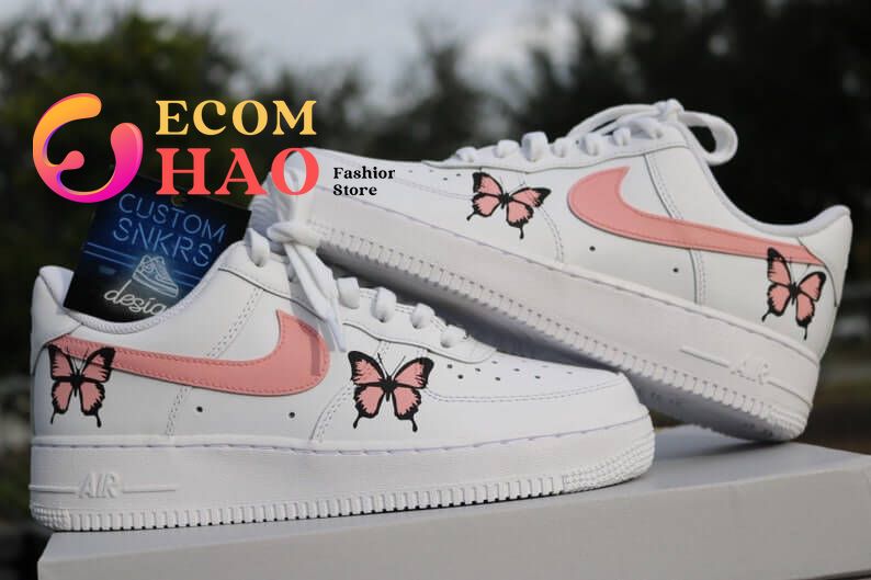 Pink Butterfly Custom Air Force 1 Painted