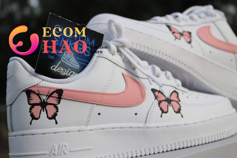 Pink Butterfly Custom Air Force 1 Painted