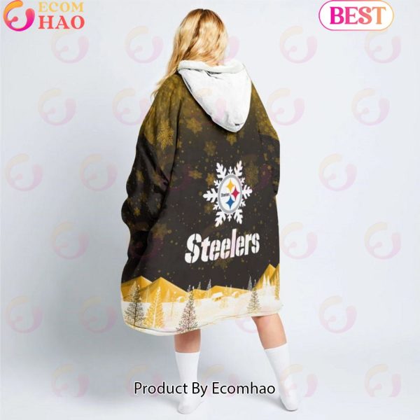 NFL Pittsburgh Steelers Christmas Oversize Hoodie Sweatshirt Comfy Pullover Blanket