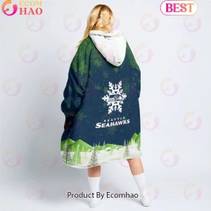 NFL Seattle Seahawks Christmas Oversize Hoodie Sweatshirt Comfy Pullover Blanket