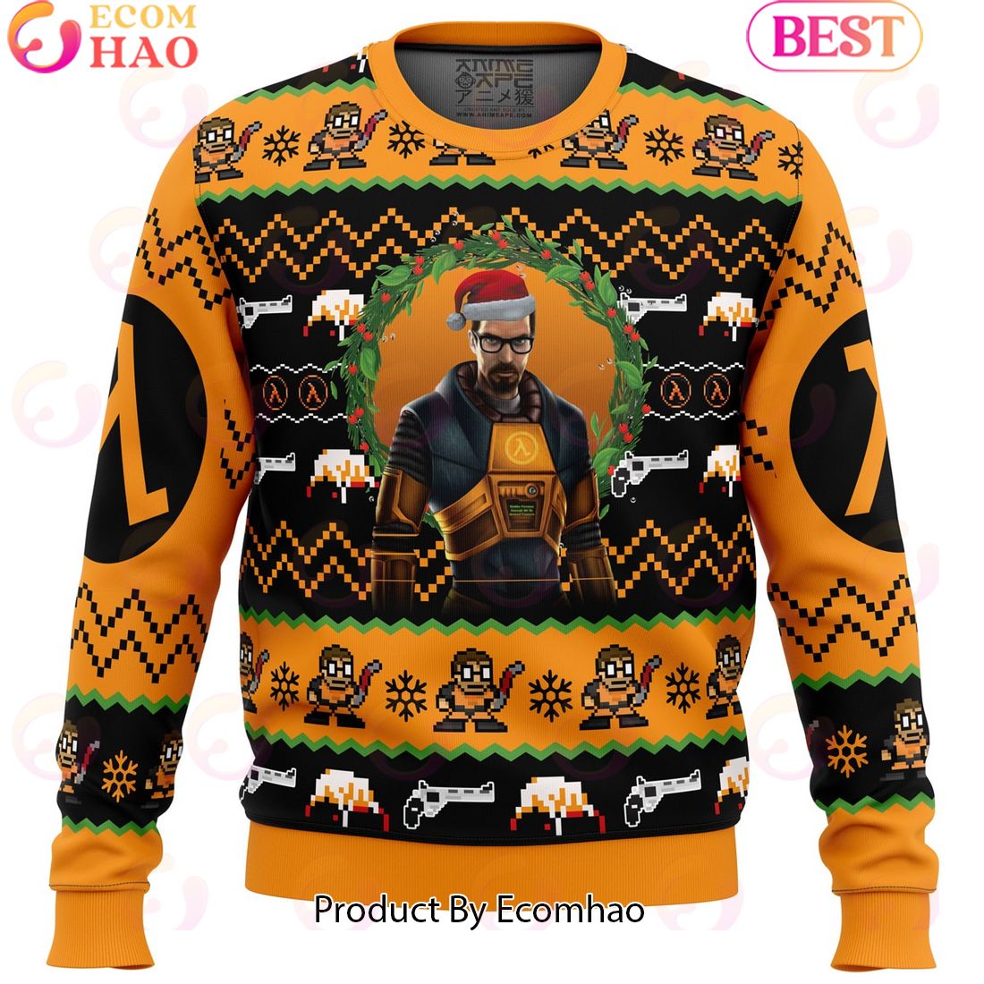 Gordon Freeman Half-Life Ugly Christmas Sweater