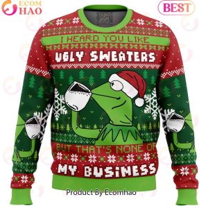 None Of My Business Kermit the Frog Ugly Christmas Sweater