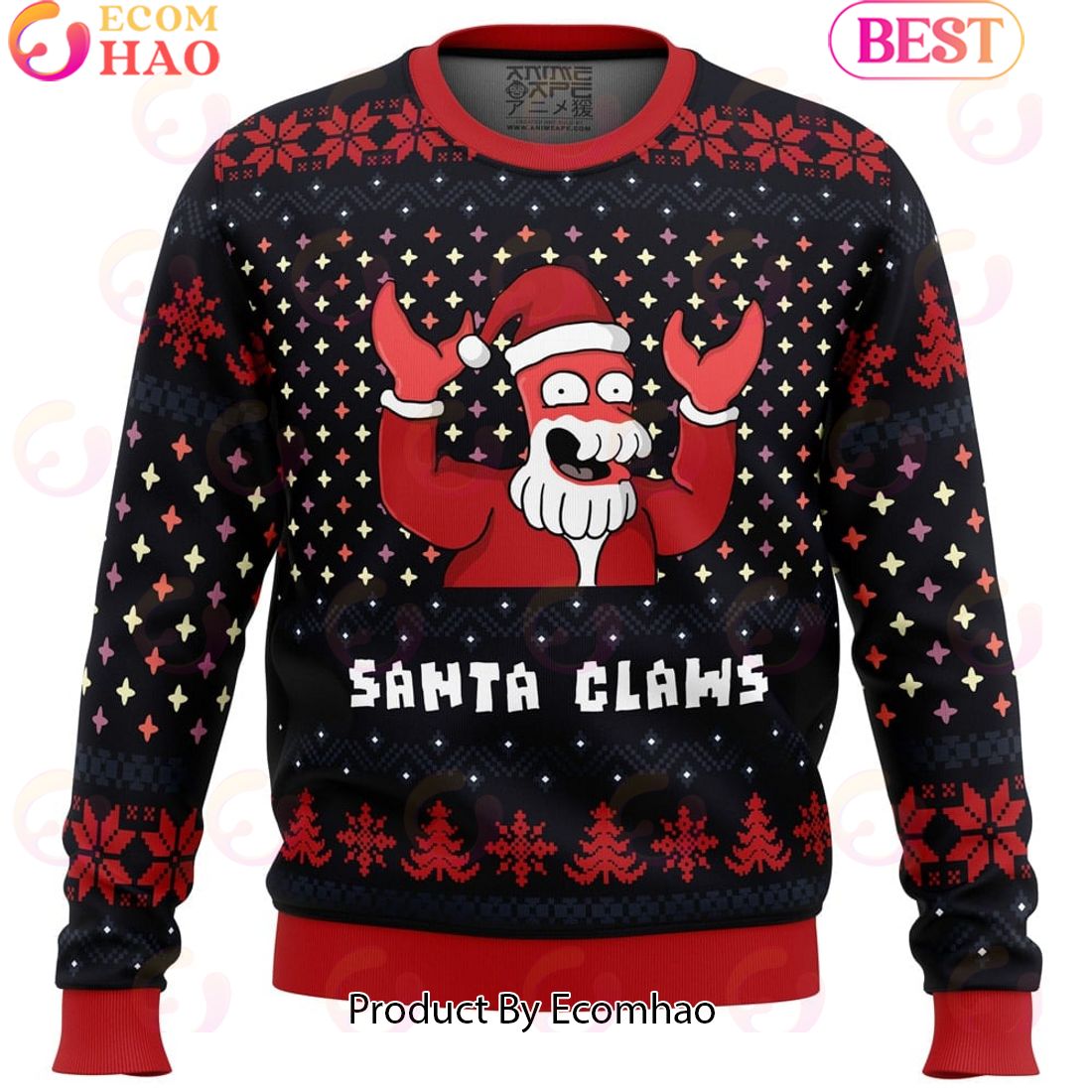 Xmas Ugly sweater Santa Claws Zoidberg Futurama Ugly Christmas Sweater