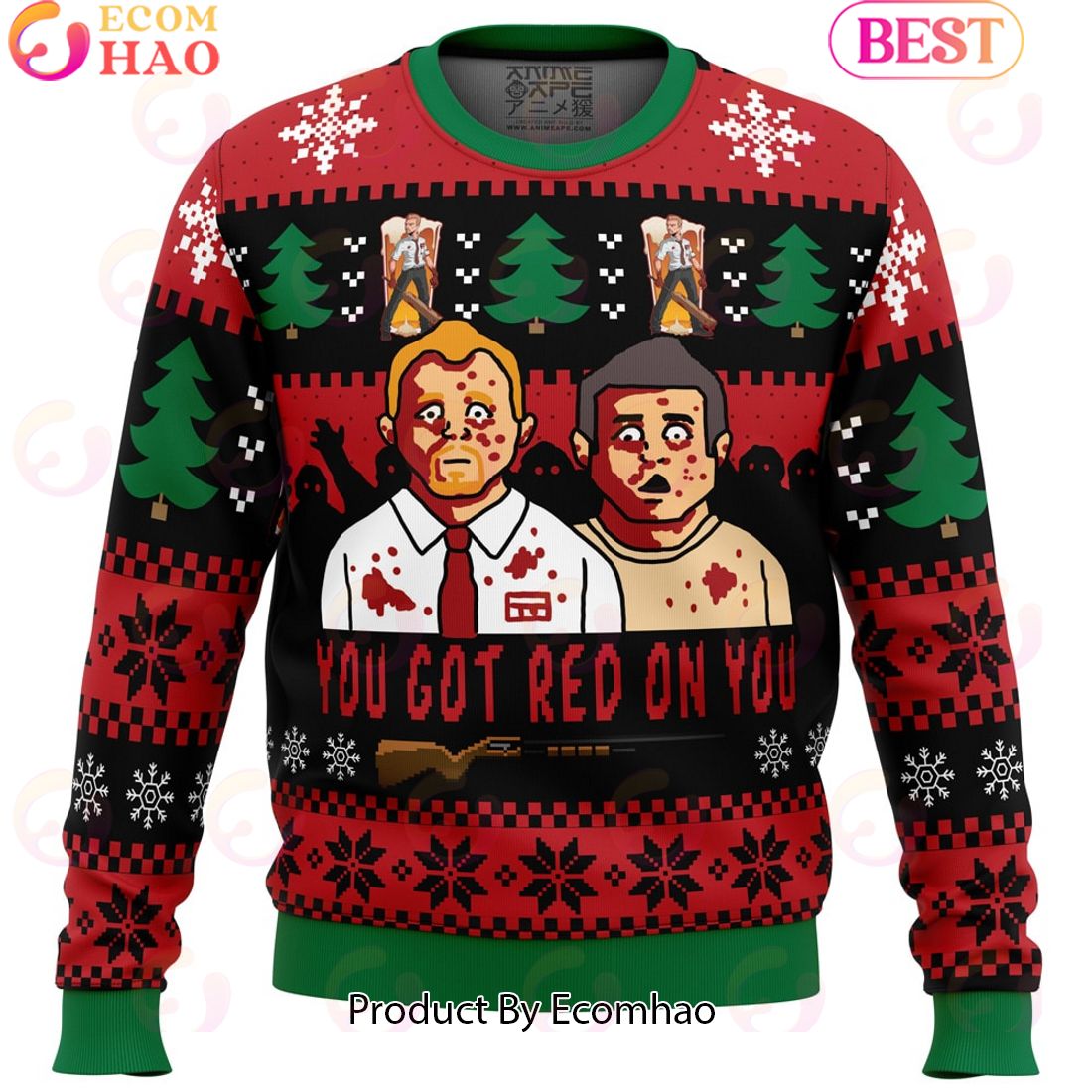 You’ve Got Red On You Shaun of the Dead Ugly Christmas Sweater