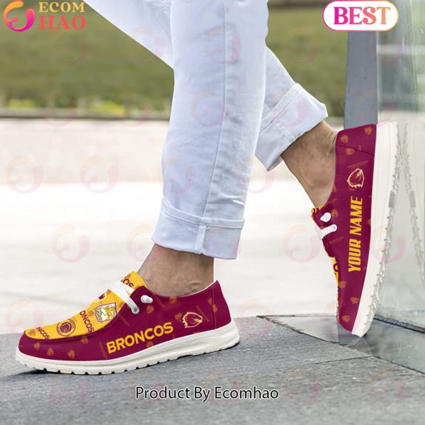 NRL Brisbane Broncos Custom Name Hey Dude Shoes