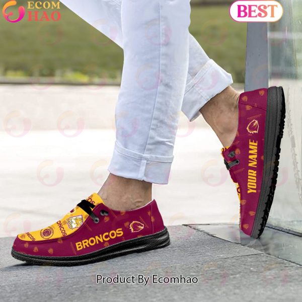 NRL Brisbane Broncos Custom Name Hey Dude Shoes
