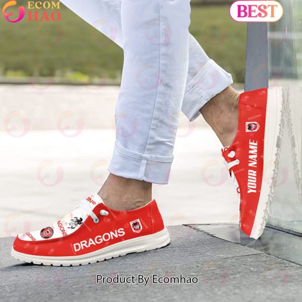 NRL St. George Illawarra Dragons Custom Name Hey Dude Shoes