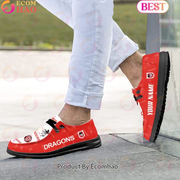 NRL St. George Illawarra Dragons Custom Name Hey Dude Shoes