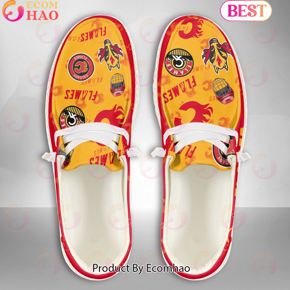 NHL Calgary Flames Custom Name Hey Dude Shoes