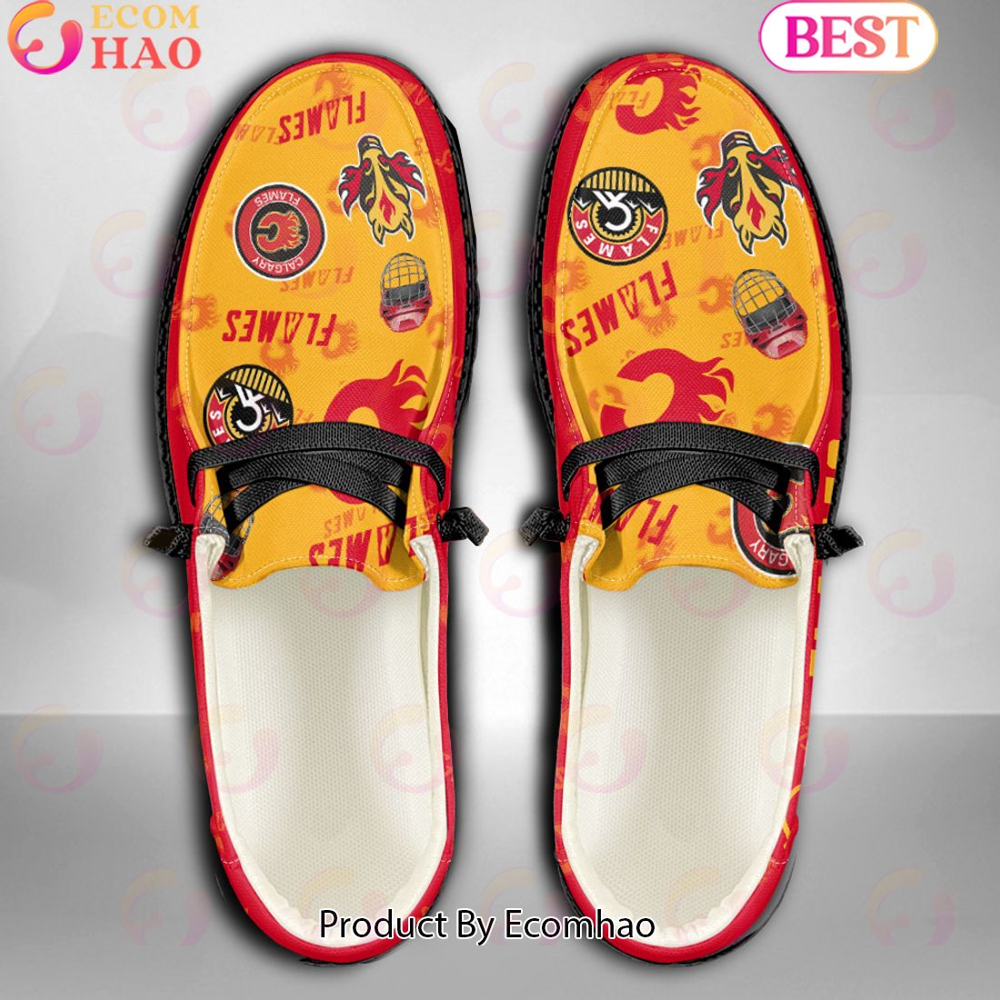 NHL Calgary Flames Custom Name Hey Dude Shoes