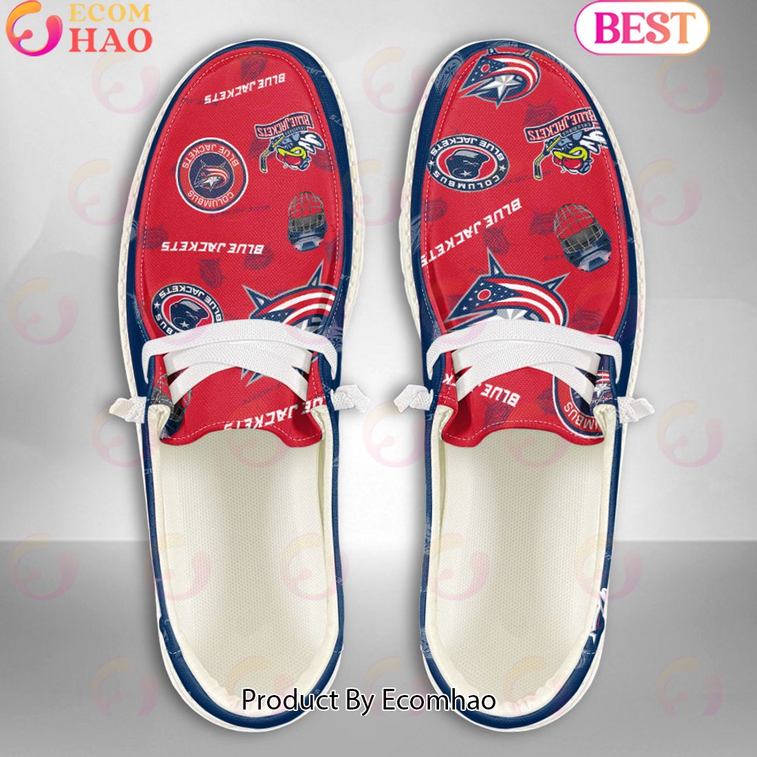 NHL Columbus Blue Jackets Custom Name Hey Dude Shoes