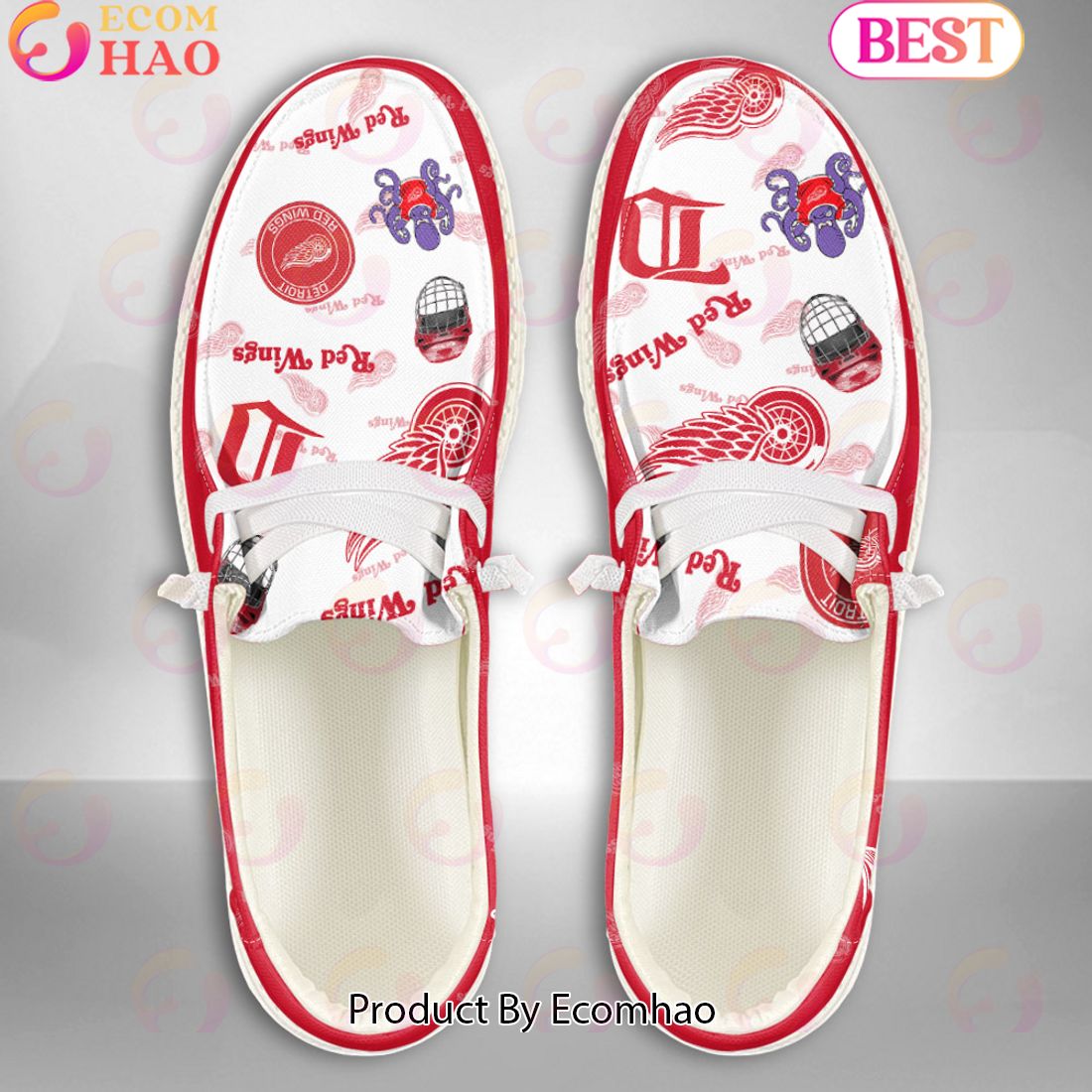 NHL Detroit Red Wings Custom Name Hey Dude Shoes