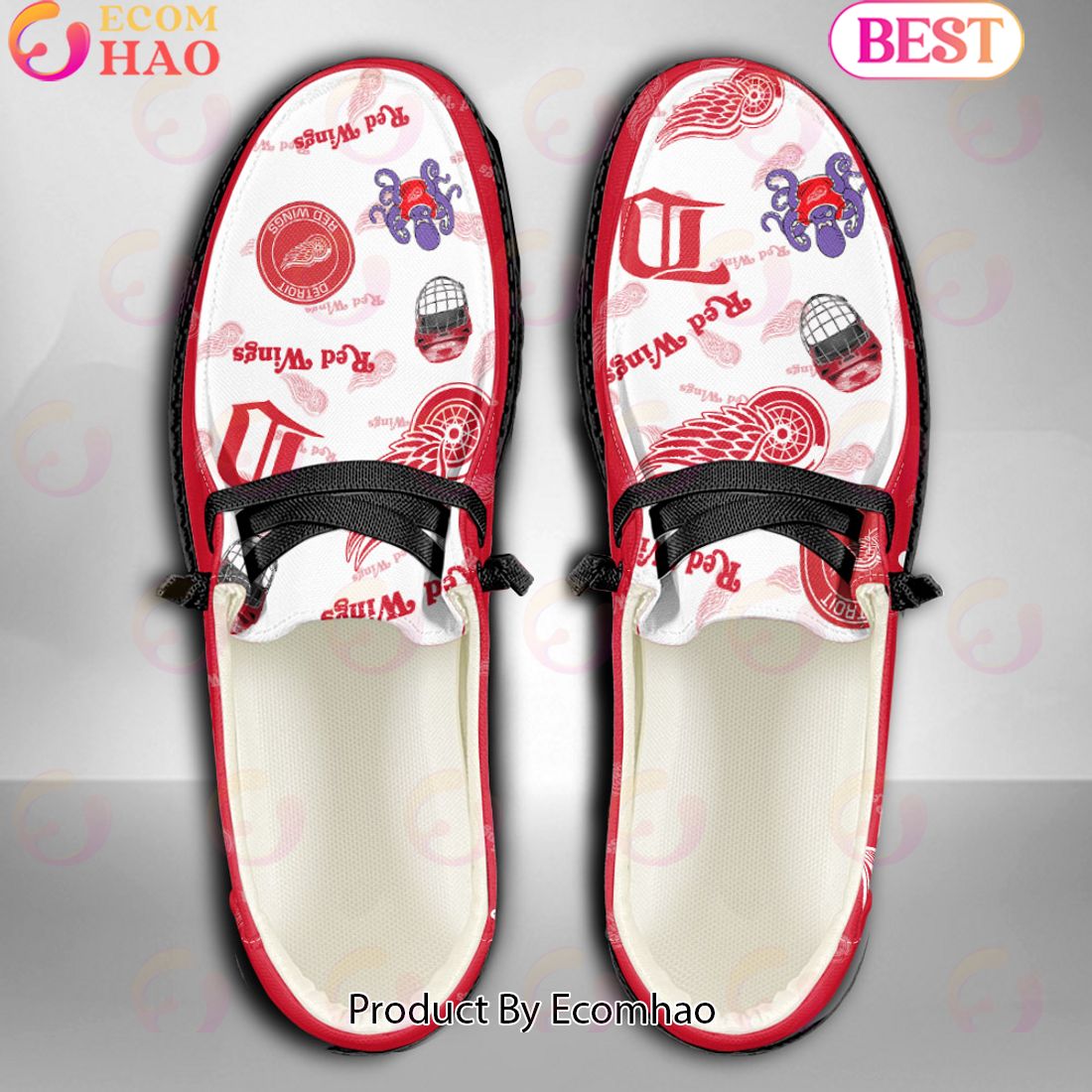 NHL Detroit Red Wings Custom Name Hey Dude Shoes