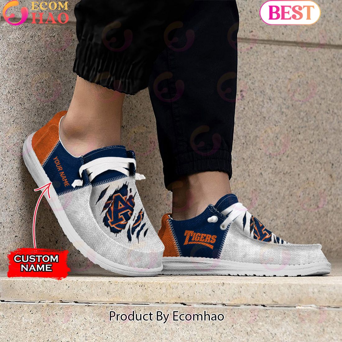 NCAA Auburn Tigers Custom Name Hey Dude Shoes