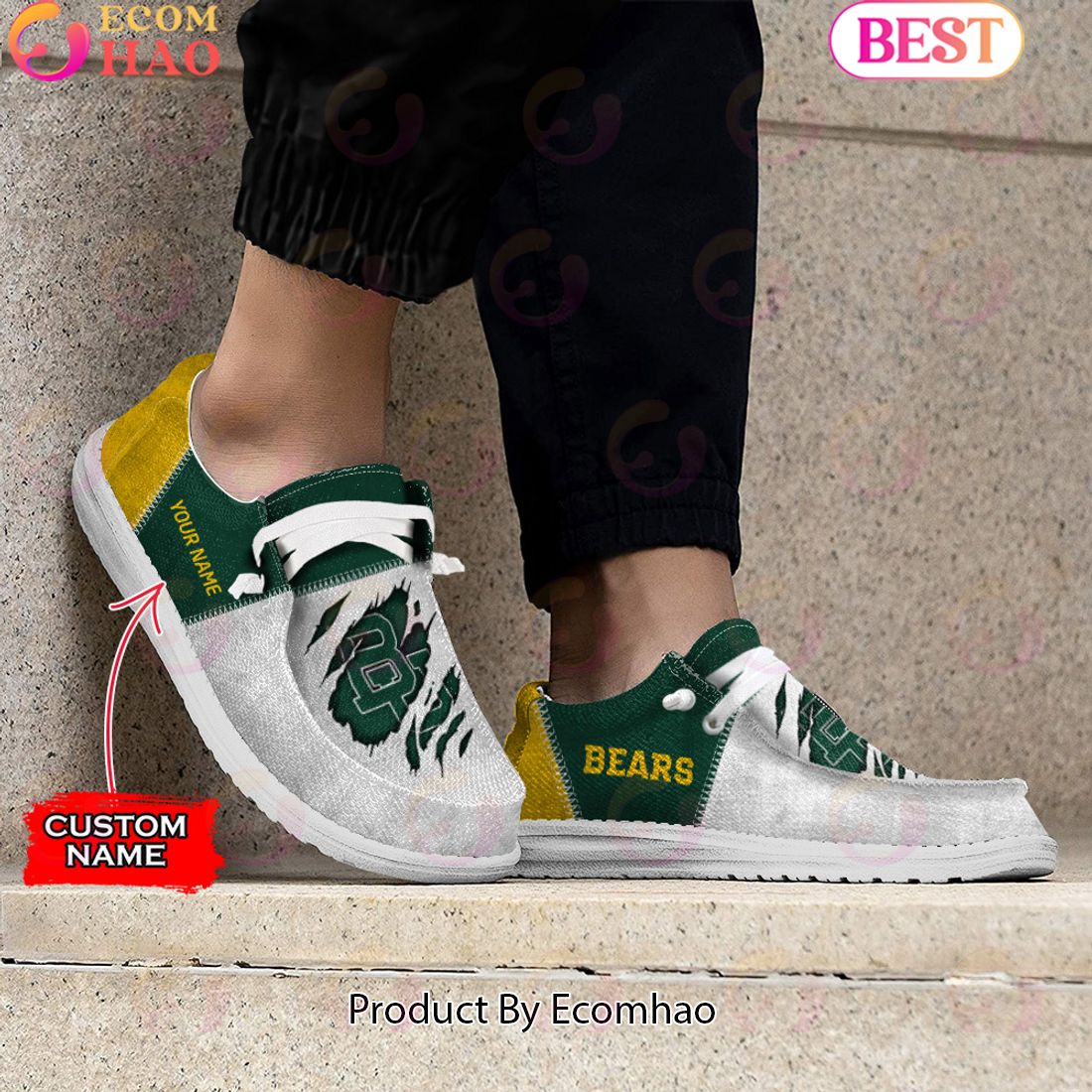 NCAA Baylor Bears Custom Name Hey Dude Shoes