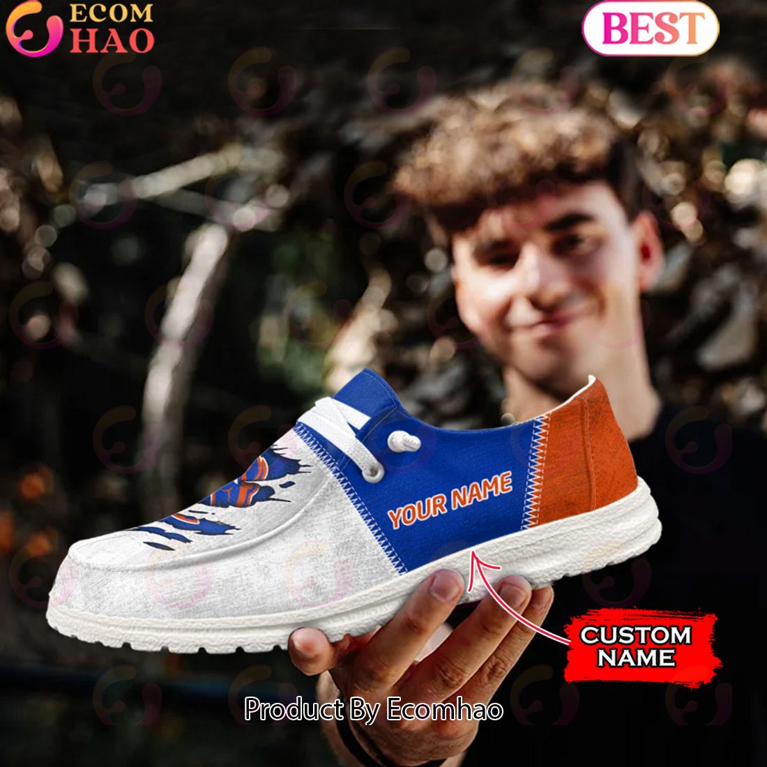 NCAA Boise State Broncos Custom Name Hey Dude Shoes