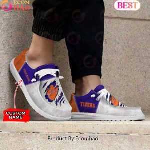NCAA Clemson Tigers Custom Name Hey Dude Shoes