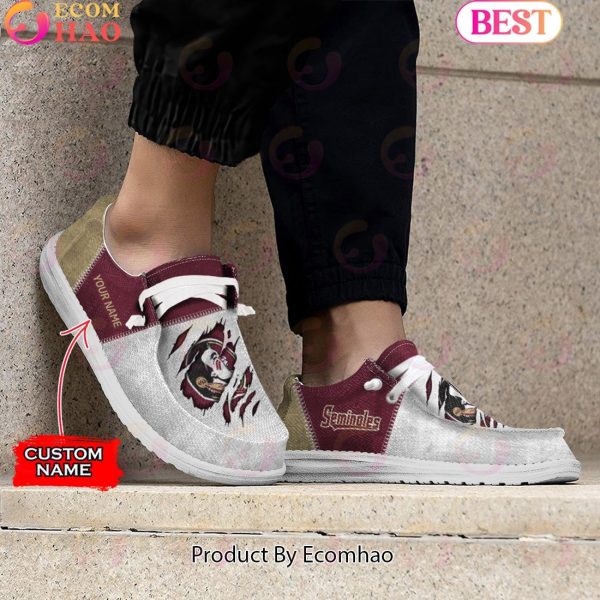 NCAA Florida State Seminoles Custom Name Hey Dude Shoes