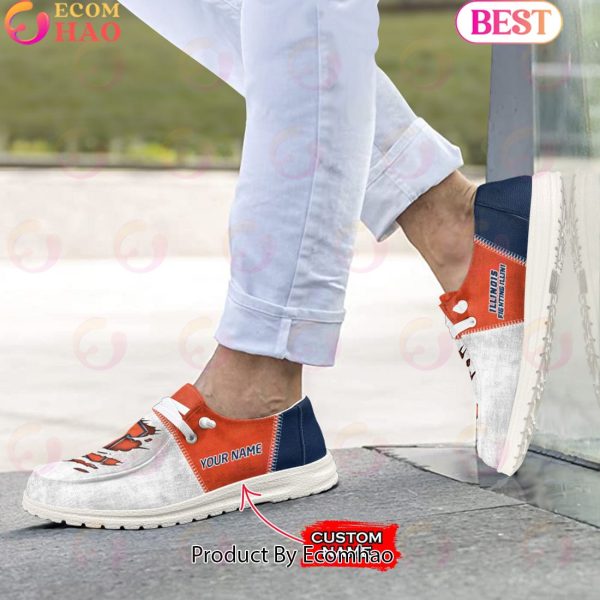 NCAA Illinois Fighting Illini Custom Name Hey Dude Shoes