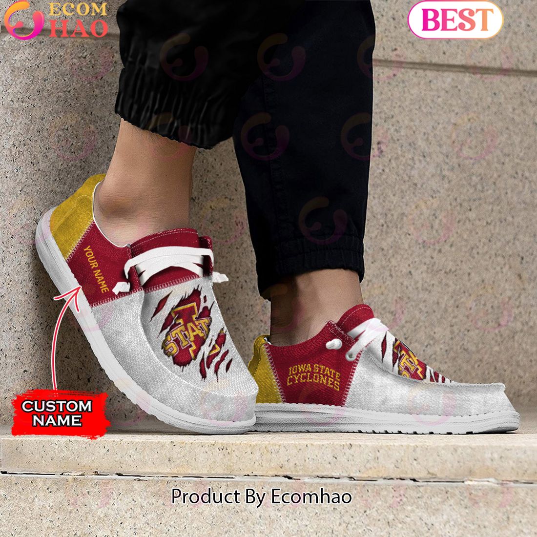 NCAA Iowa State Cyclones Custom Name Hey Dude Shoes