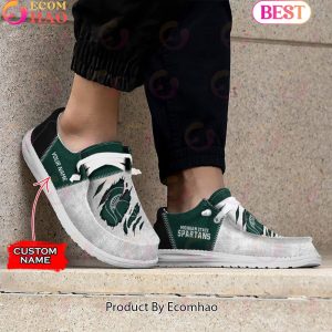 NCAA Michigan State Spartans Custom Name Hey Dude Shoes NCAA Michigan State Spartans Custom Name Hey Dude Shoes