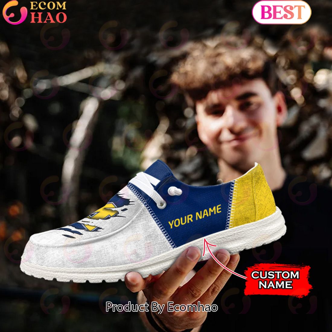 NCAA Michigan Wolverines Custom Name Hey Dude Shoes